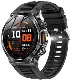 AK82 BT Call Smart Watch, Support Blood Oxygen / Blood Pressure / Heart Rate / Sports Health Monitoring Fitness Tracker (Space Gray Black Silicone)