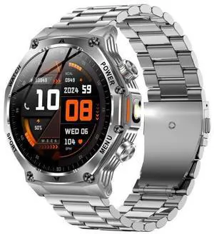 AK82 BT Call Smart Watch, Support Blood Oxygen / Blood Pressure / Heart Rate / Sports Health Monitoring Fitness Tracker (Silver Steel)