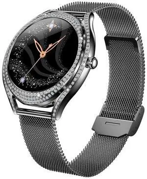 V66 1.28inch BT5.0 Smart Watch Support Heart Rate/ Sleep Detection Steel Strap (Black)