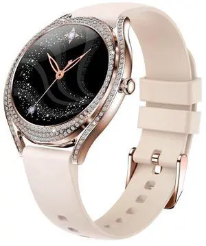 V66 1.28inch BT5.0 Smart Watch Support Heart Rate/ Sleep Detection Silicone Strap (Gold)