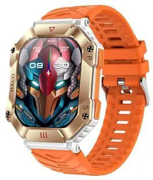 KR80 2.0 inch BT5.1 IP67 Sport Smart Watch, Support Bluetooth Call / Sleep / Blood Oxygen / Heart Rate / Blood Pressure Health Monitor (White+Orange)