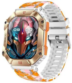 KR80 2.0 inch BT5.1 IP67 Sport Smart Watch, Support Bluetooth Call / Sleep / Blood Oxygen / Heart Rate / Blood Pressure Health Monitor (White+Camouflage)