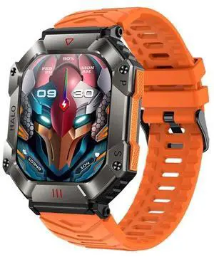 KR80 2.0 inch BT5.1 IP67 Sport Smart Watch, Support Bluetooth Call / Sleep / Blood Oxygen / Heart Rate / Blood Pressure Health Monitor (Black+Orange)