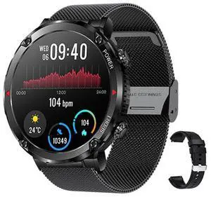 T30 1.6-inch Outdoor Sports Waterproof Smart Music Bluetooth Call Watch Black Net+Silicone