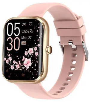 AK58 1.96 inch Screen Bluetooth Smart Watch, Support Health Monitoring & 100+ Sports Modes Silicone Band (Gold)