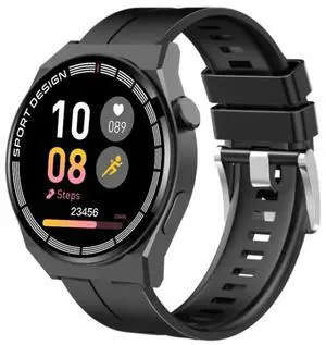 GT3Pro 1.28-Inch Health Monitoring Bluetooth Call Smart Watch With NFC Black Silicone