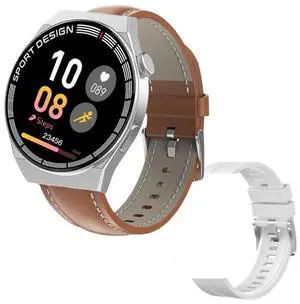 GT3Pro 1.28-Inch Health Monitoring Bluetooth Call Smart Watch With NFC Brown Leather