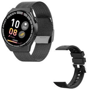 GT3Pro 1.28-Inch Health Monitoring Bluetooth Call Smart Watch With NFC Black Steel
