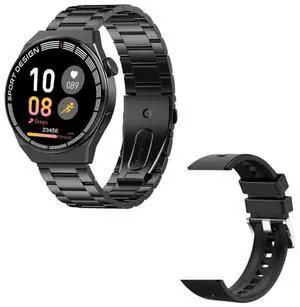 GT3Pro 1.28-Inch Health Monitoring Bluetooth Call Smart Watch With NFC Black Three-bead Steel