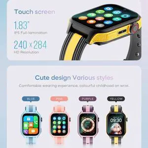 LEMFO K36 1.83 inch IPX7 Children Sport Smart Watch, Support Video Call / Message Notification / GPS / WiFi (Purple)