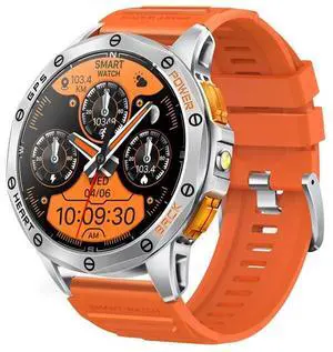 LEMFO K67 1.43 inch AMOLED Screen GPS Sports Smart Watch, Support Bluetooth Call / Health Monitoring (Silver Orange)
