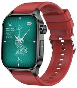 ET580 2.04 inch AMOLED Screen Sports Smart Watch Support Bluetooth Call / ECG Function (Red Silicone Band)