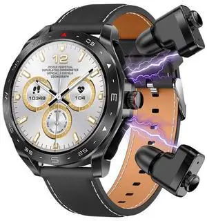 LEMFO T95 1.52 inch IPS Screen 2 in 1 Bluetooth Earphone Smart Watch Support Health Monitoring (Black)