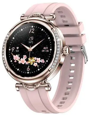 CF32 1.27 inch Screen Lady Smart Watch, Support Female Physiology Monitoring & 100+ Sports Modes Silicone Band (Gold)
