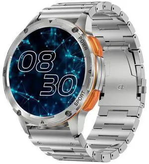 LEMFO AK59 1.43 inch AMLOED Round Screen Steel Strap Smart Watch (Silver)