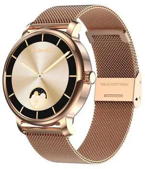 LEMFO LF35 1.43 inch AMOLED Round Screen Steel Strap Smart Watch Supports Blood Oxygen Detection (Gold)