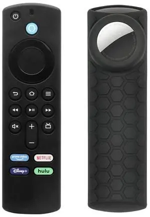 2pcs Remote Control Case For Amazon Fire TV Stick 2021 ALEXA 3rd Gen With Airtag Holder (Black)