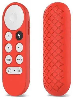 2 PCS Silicone Protective Shell for Google Chromecast 2020 Remote Control Red) (Red)