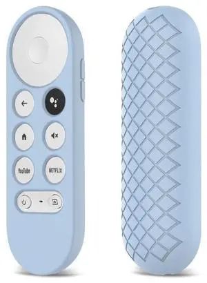 2 PCS Silicone Protective Shell for Google Chromecast 2020 Remote Control (Sky Blue) (Sky Blue) Black