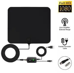 AN-1002 5dBi/25dBi Indoor HDTV Antenna with Sucker, VHF170-230/UHF470-862MHz(Black)