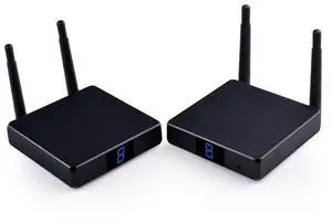 Measy FHD686 Full HD 1080P 3D 5-5.8GHz Wireless HDMI Transmitter (Transmitter + Receiver) with Display, Supports Infrared Remote Control & Wireless Same Screen Function, Transmission Distanc