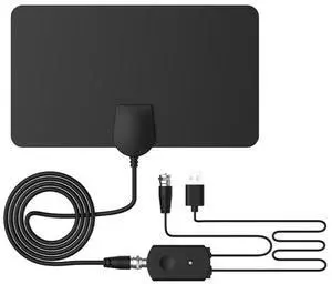AN-1001 5dBi/25dBi Indoor HDTV Antenna with Dual-side Sticker, VHF170-230/UHF470-862MHz(Black)