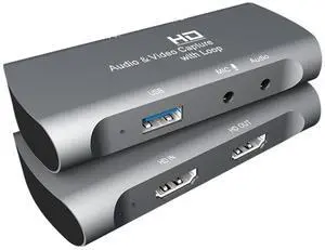 Z27 HDM Female + Mic to HDM Female USB 2.0 Video Audio Capture Box(Dark Gray)