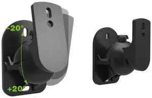 Pair Black Surround Sound Speaker Wall Mount Brackets 45 Degree Rotatable Design TV Wall Mount 8 x 4.5 x 5.8cm