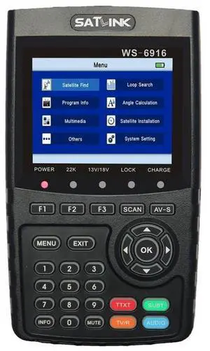 SATLINK WS6916 Digital Satellite Signal Finder Meter, 3.5 inch TFT LCD Screen, Support DVB-S / S2, MPEG-2 / MPEG-4 (AU Plug)
