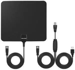 Ultra-thin Indoor HD Digital TV Antenna with 50 Miles Long Range Amplifier (Black)