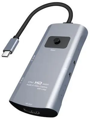 Z54A HDMI Output + 2 x HDMI Input + Mic + Audio to Type-C Video Capture Switcher with Loop