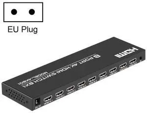 FJGEAR FJ-4K801 4K 8 In 1 Out HDMI HD Video Switcher, Plug Type:EU Plug FJ-4K801 EU Plug (Black)
