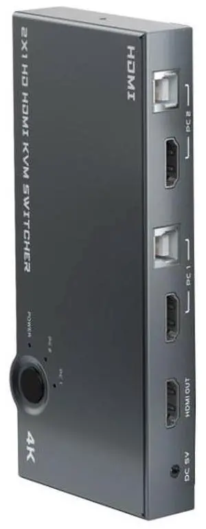 2 In 1 Out 4K 60Hz KVM HDMI Switch USB Swltch Splitter Box HUB (Silver Gray) 2 In 1 Out 4K 60Hz KVM HDMI Switch USB Swltch Splitter Box HUB (Silver Gray)