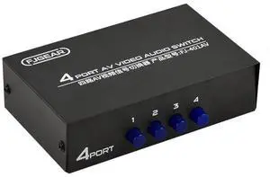 FJGEAR FJ-401AV Lotus Head Interface 4-way AV Audio and Video Switcher FJ-401AV (Black)