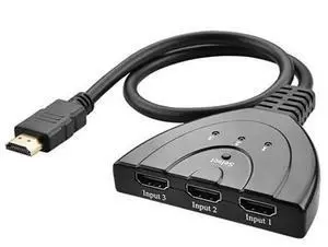 3x1 Pigtail HDMI Switcher Up to 1080P (Gold Plated)(Black)