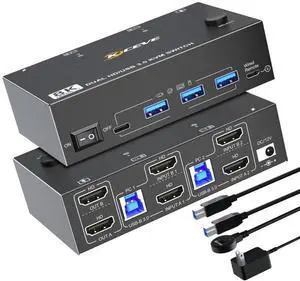 KC-KVM8202 8K 60Hz USB3.0 / HDMI 2-Port Dual Monitor KVM Switch AU Plug