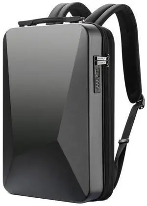 Bopai 61-93318A Hard Shell Waterproof Expandable Backpack with USB Charging Hole, Spec: Password (Black) Password (Black)