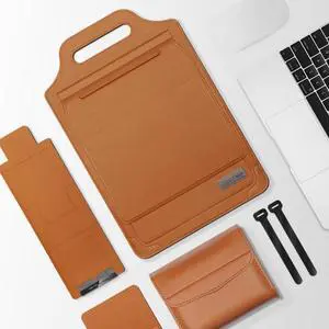 13 inch Multifunctional Mouse Pad Stand Handheld Laptop Bag 13 inch (Brown)