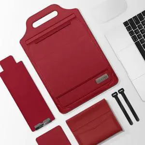 13 inch Multifunctional Mouse Pad Stand Handheld Laptop Bag 13 inch (Red)