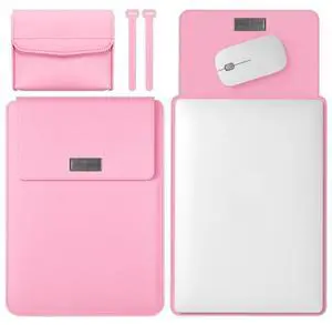 4 in 1 Lightweight and Portable Leather Computer Bag, Size:13/14 inches 13/14 inches (Pink)
