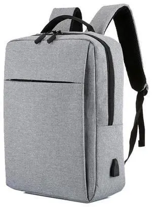 POFOKO Large-capacity Waterproof Oxford Cloth Business Casual Backpack with External USB Charging Design for 15.6 inch Laptops (Grey)
