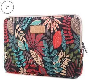Lisen 7.0 inch Sleeve Case Colorful Leaves Zipper Briefcase Carrying Bag (Black)