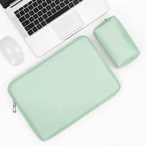Baona BN-Q001 PU Leather Laptop Bag, Colour: Mint Green + Power Bag, Size: 16/17 inch Mint Green + Power Bag 16/17 inch