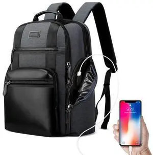 Bopai 851-014318 Fashion Outdoor Breathable Waterproof Anti-theft Three-layer Large Capacity Double Shoulder Bag,with USB Charging Port, Size: 31x17x44cm(Grey)