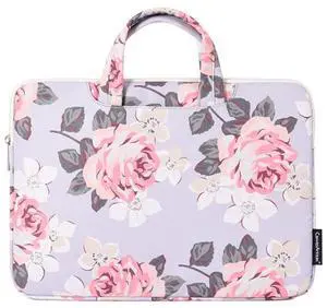 H40-B01 White Rose Pattern Laptop Case Bag Computer Liner Bag With Handle, Size: 15 Inch 15 Inch (Grey)