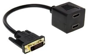 29.5cm DVI 24+1 Pin Male to 2 x HDMI Female Splitter Cable(Black)
