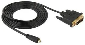 1.8m Micro HDMI (Type-D) Male to DVI 24+1 Pin Male Adapater Cable