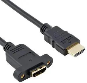30cm HDMI (Type-A) Male to HDMI (Type-A) Female Adapter Cable with 2 Screw Holes