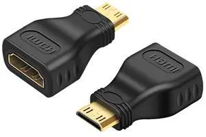 Gold Plated Mini HDMI Male to HDMI 19 Pin Female Adapter(Black)