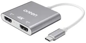 Onten OTN-9175B 4K USB-C / Type-C to Dual HDMI Output Converter OTN-9175B (White)